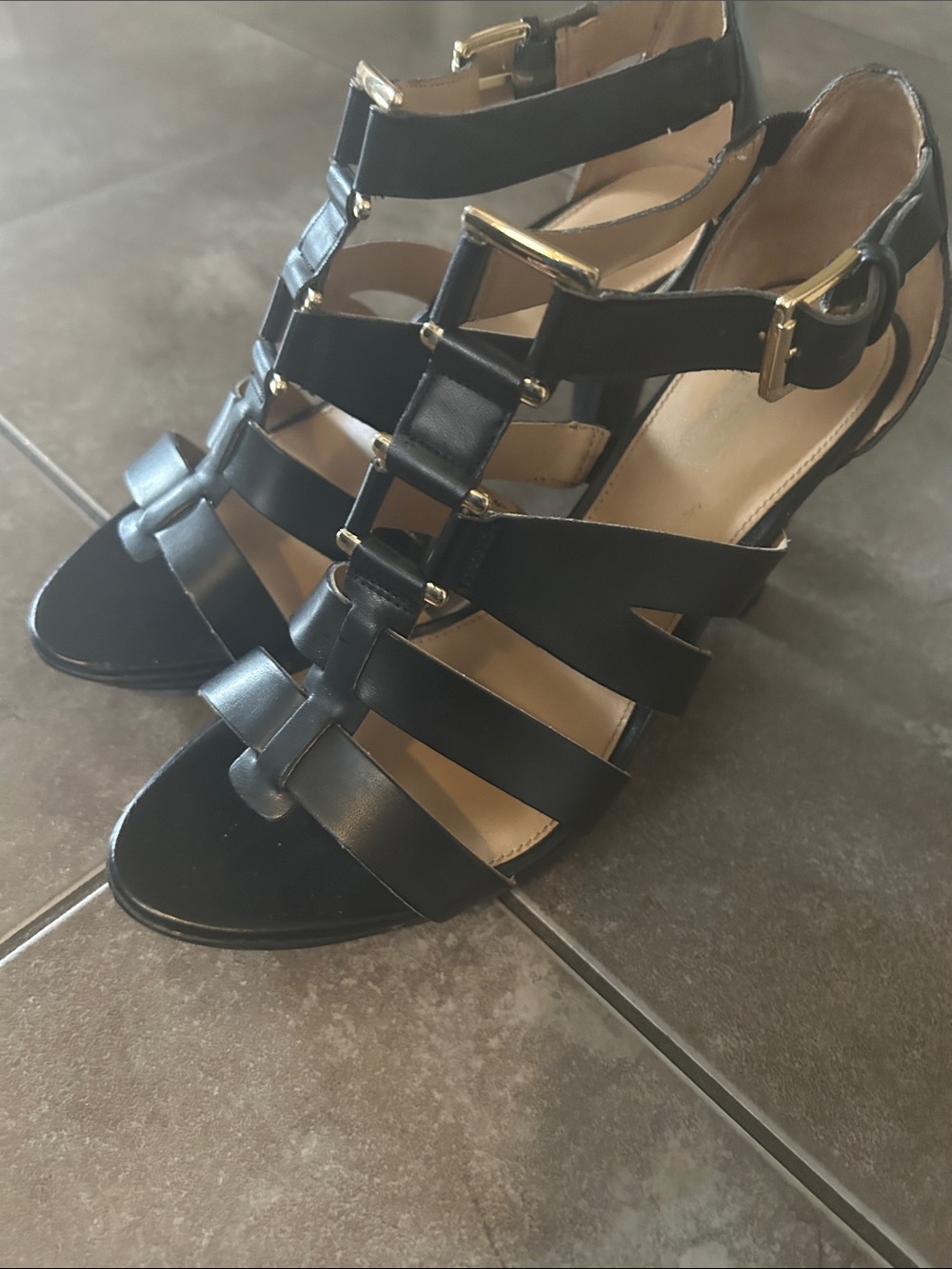 Naturalizer Dafny Black High Heel Sandals with Buckle Detail
